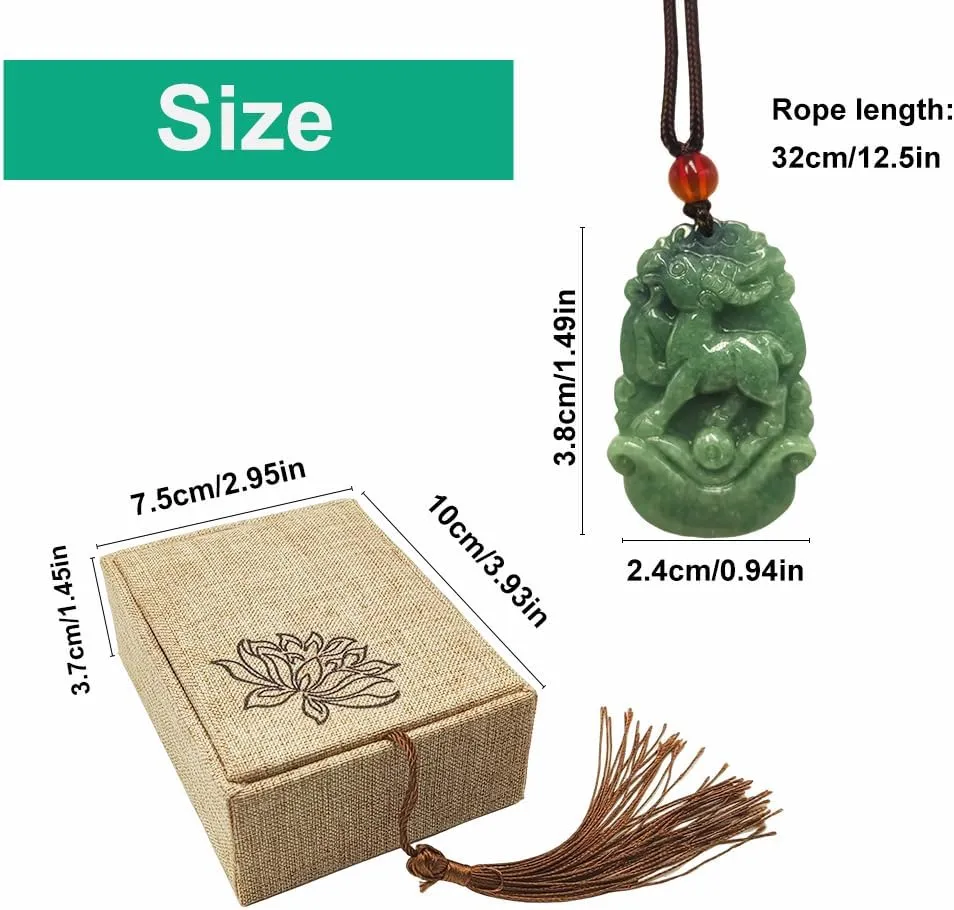 Chinese Zodiac Jadeite Necklace, Fine Jadeite Grade A Gemstone Twelve Zodiac Signs Made by Zodiac Animals Necklace Pendant Amulet