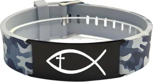 Christian Jesus Fish and Cross/Star of David Jewish/Jesus Formee Cross Specific Symbols Faith Religious Camouflage Silicone Bracelet for Men Women