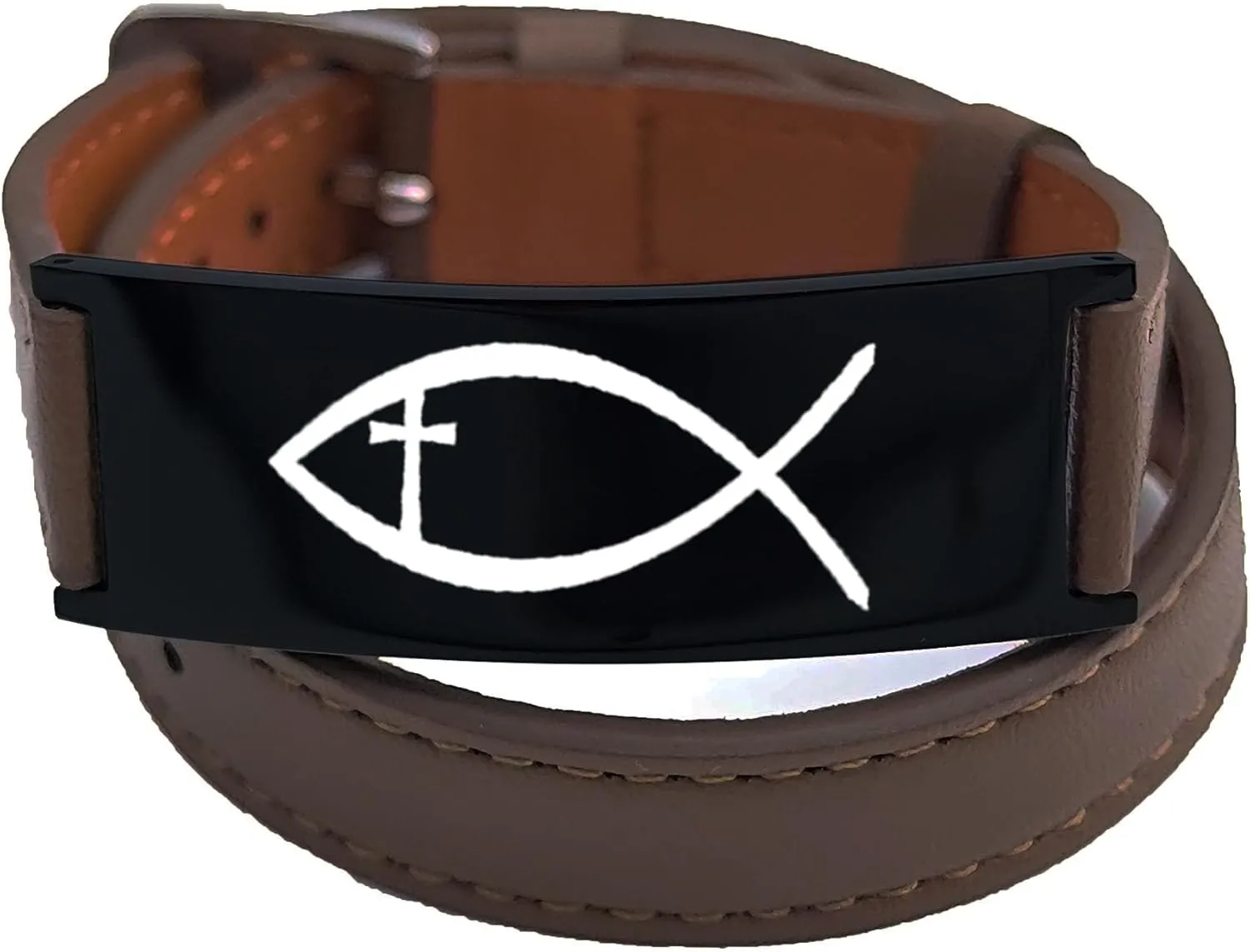 Christian Jesus Fish and Cross/Star of David Jewish/Jesus Formee Cross/Cross Specific Symbols Inspirational Faith Religious Leather Bracelet Graduation Gift