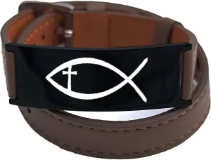 Christian Jesus Fish and Cross/Star of David Jewish/Jesus Formee Cross/Cross Specific Symbols Inspirational Faith Religious Leather Bracelet Graduation Gift