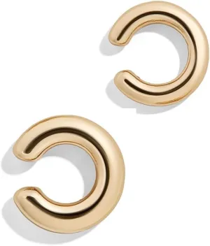 Chunky Ear Cuff Clip on Earrings Gold/Silver Cartilage Non Piercing Thick Round Huggie Fake Earring for Women Hypoallergenic Trendy Jewelry