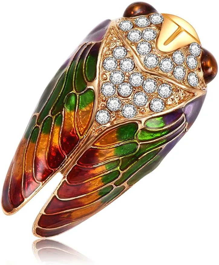 Cicada Brooch Insects Rhinestone Fashion Charms Jewelry Badge Banquet Scarf Pins