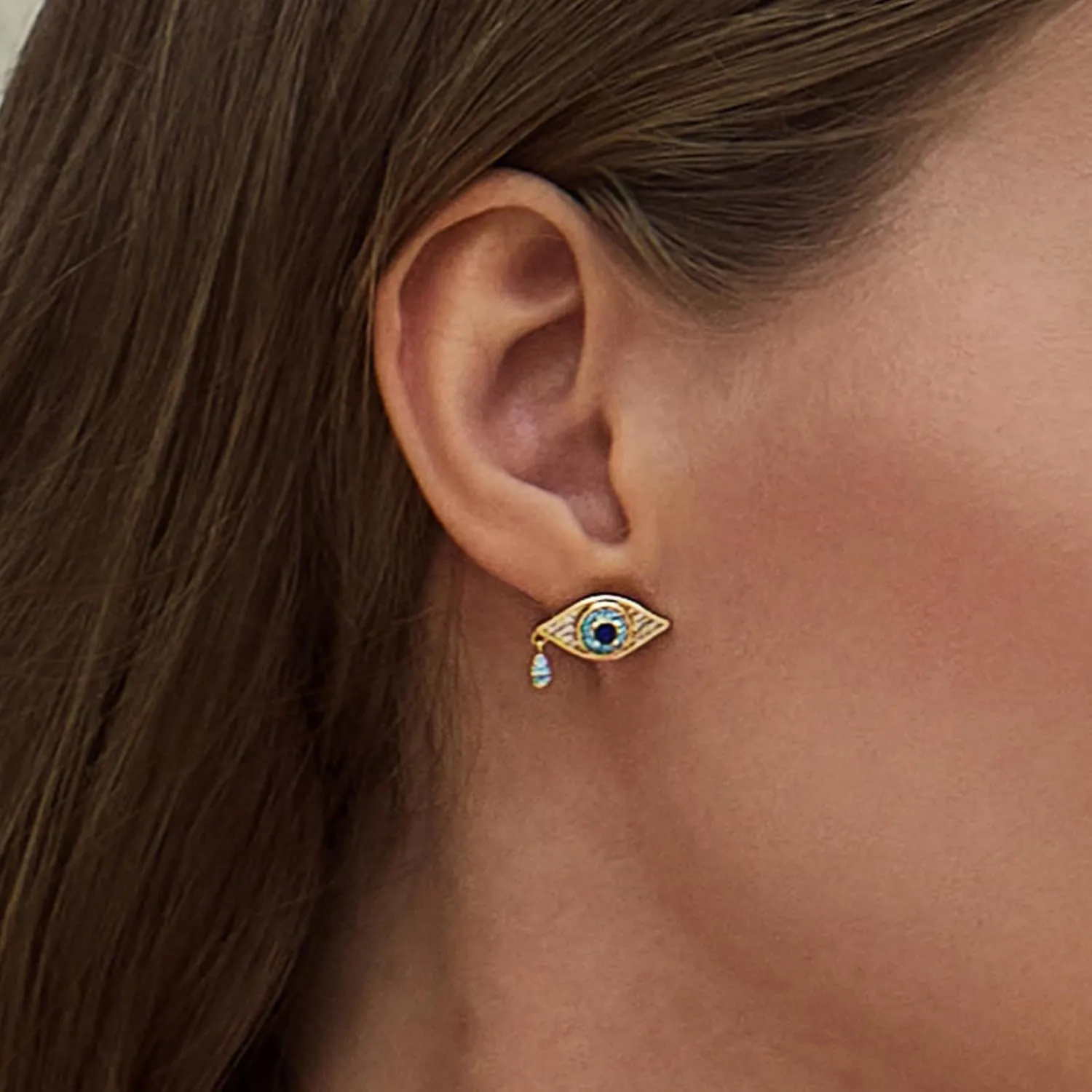 Cicy Bell Evil Eye 18k Gold Plated Dangle Earrings for Women Trendy Cubic Zirconia Stud Drop Earrings Jewelry Accessory Gifts