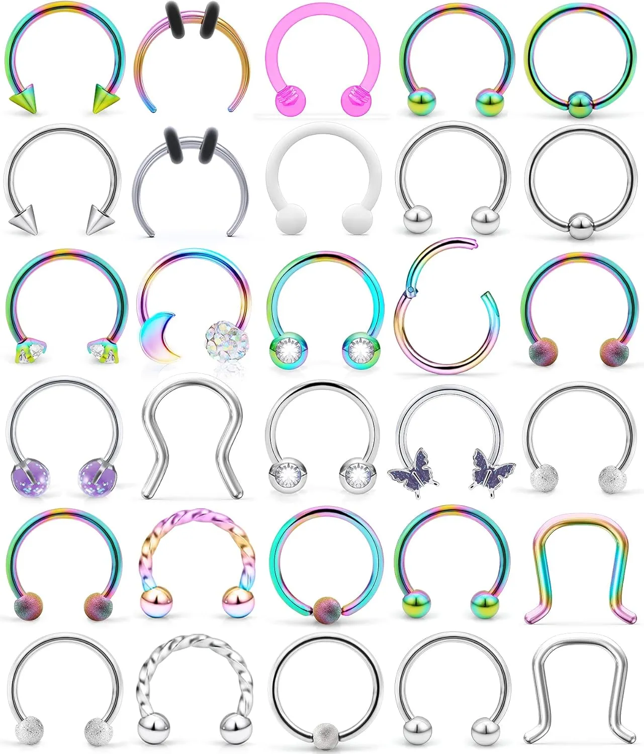 Cisyozi 16G Septum Rings Piercing Jewelry 316L Surgical Steel Hypoallergenic Black Septum Nose Eyebrow Lip Rings Hoop Helix Daith Cartilage Tragus Rook Earrings Piercing Jewelry for Women Men 10mm