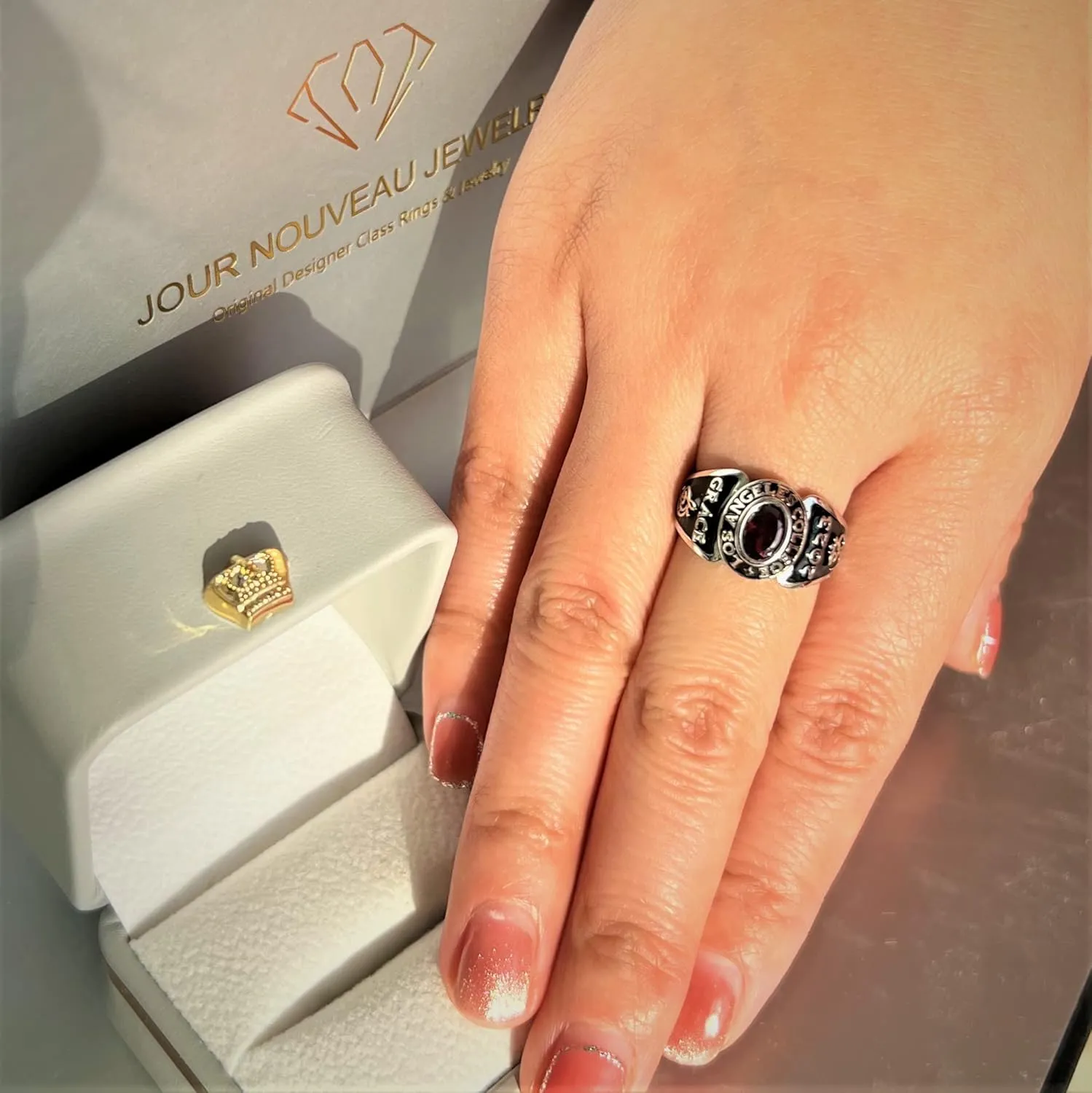 Class Ring for Women  Original Designer's Class Rings - Classic Collection  Genuine 925 Sterling Silver or 10KT Gold  Customized High School College University Women's Class Ring  Graduation Gifts  Jour Nouveau Jewelry