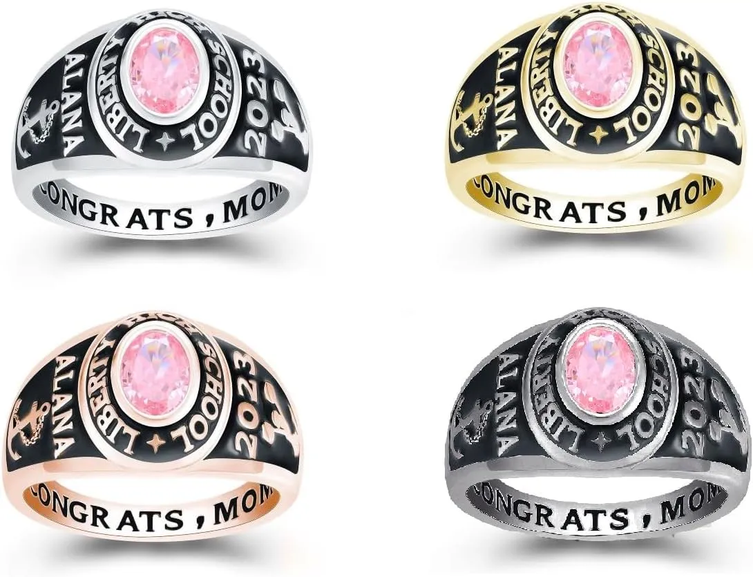 Class Ring for Women  Original Designer's Class Rings - Classic Collection  Genuine 925 Sterling Silver or 10KT Gold  Customized High School College University Women's Class Ring  Graduation Gifts  Jour Nouveau Jewelry