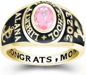Class Ring for Women  Original Designer's Class Rings - Classic Collection  Genuine 925 Sterling Silver or 10KT Gold  Customized High School College University Women's Class Ring  Graduation Gifts  Jour Nouveau Jewelry
