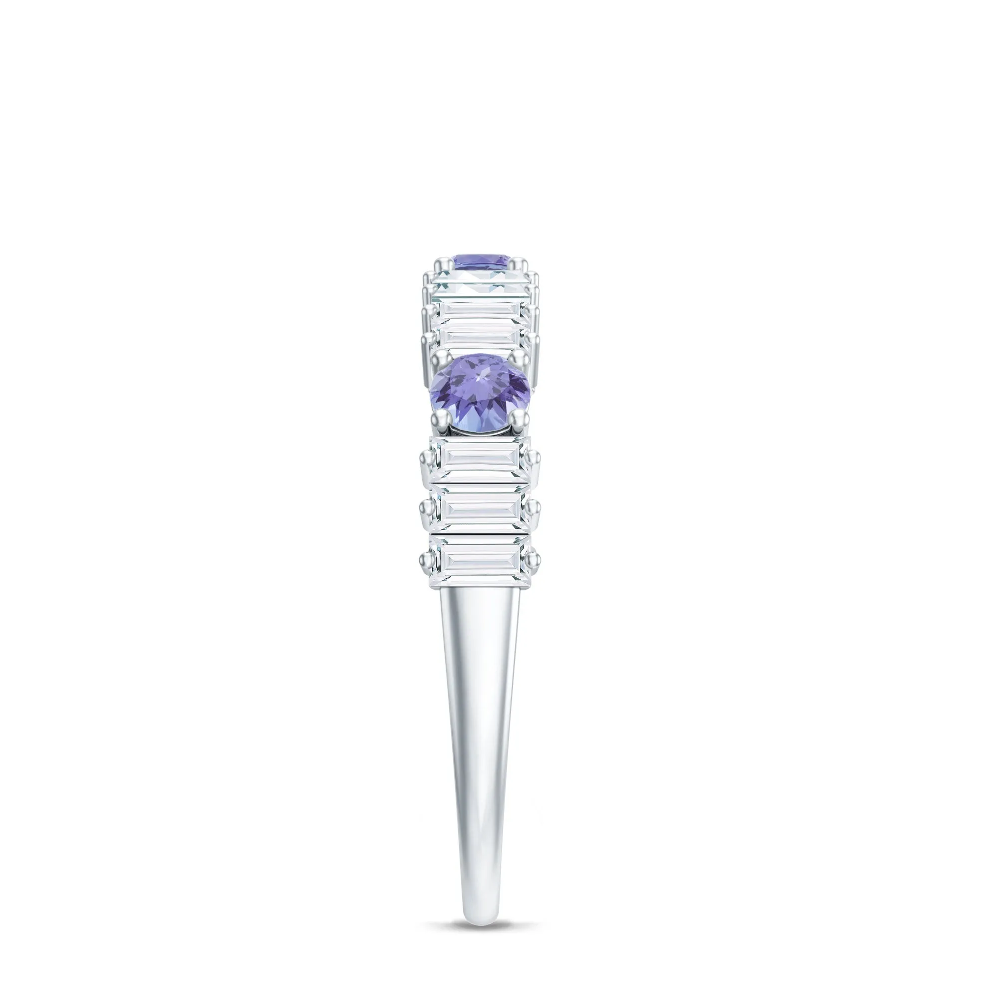 Classic Tanzanite and Diamond Half Eternity Band Ring
