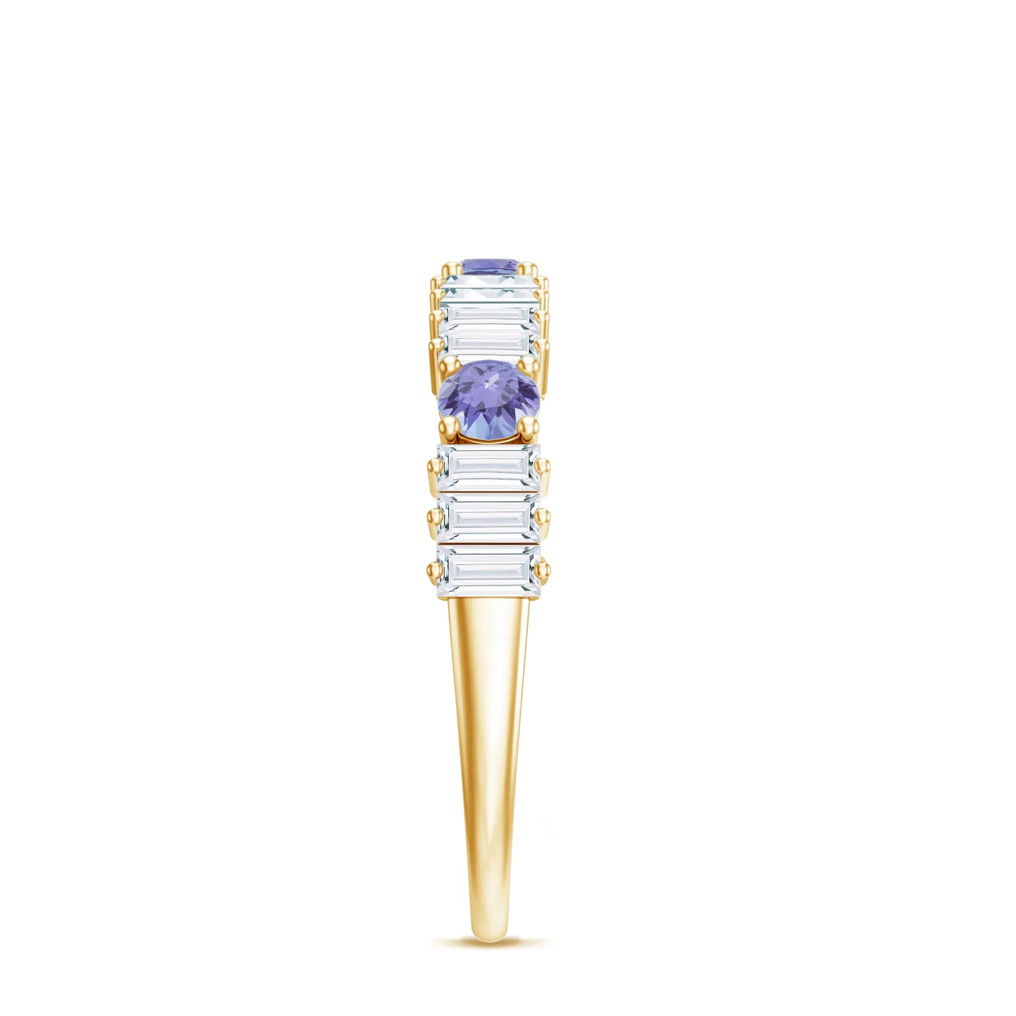 Classic Tanzanite and Diamond Half Eternity Band Ring