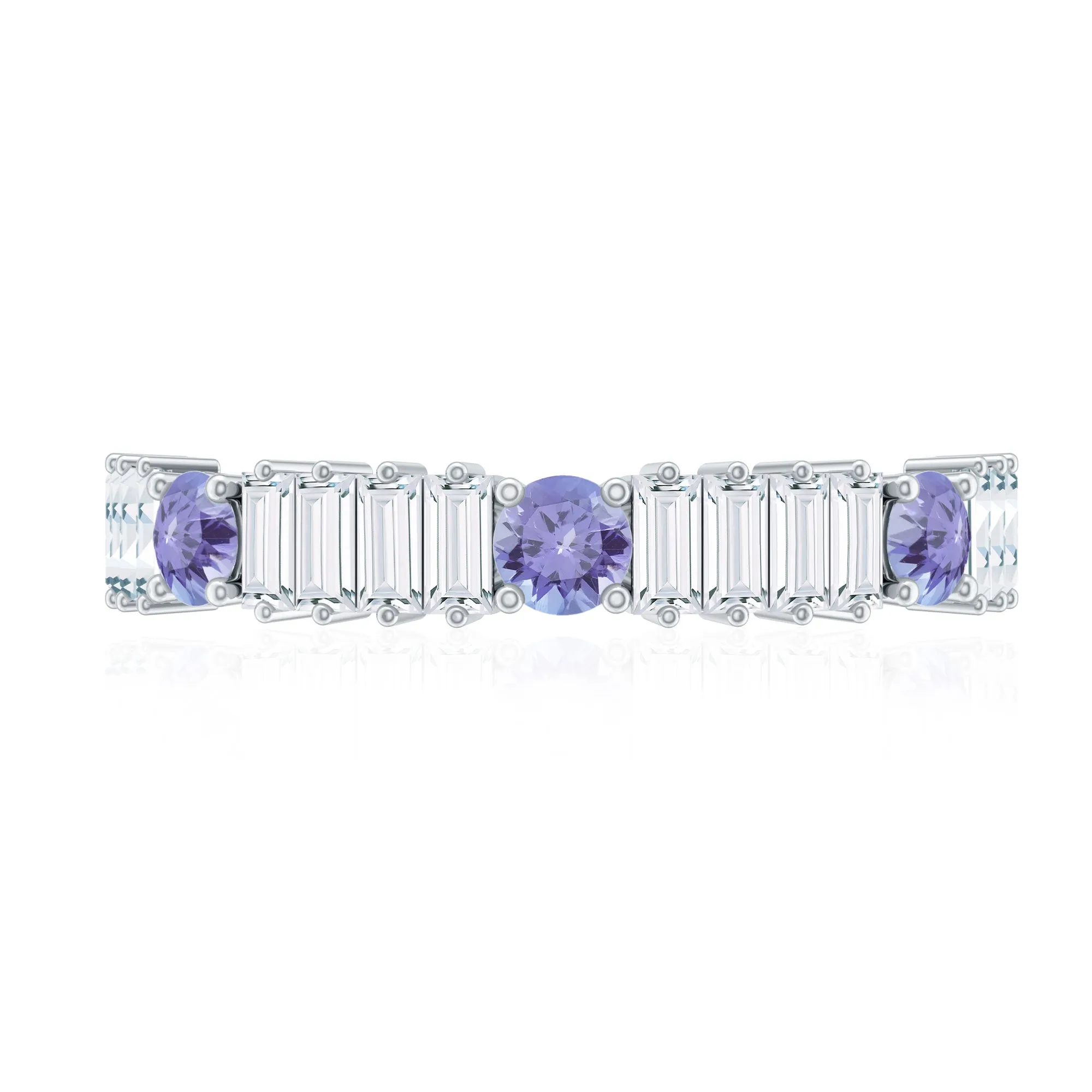 Classic Tanzanite and Diamond Half Eternity Band Ring