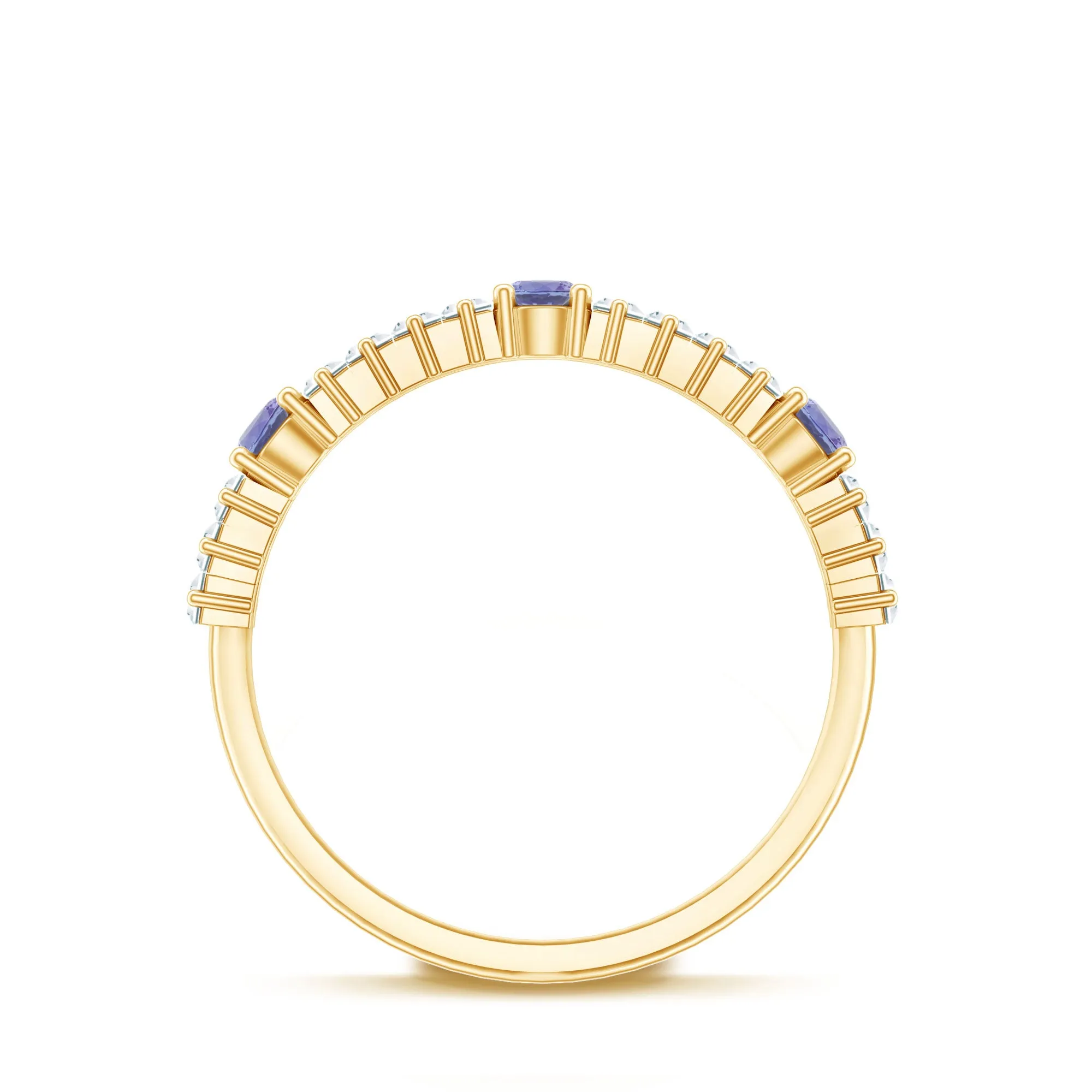 Classic Tanzanite and Diamond Half Eternity Band Ring