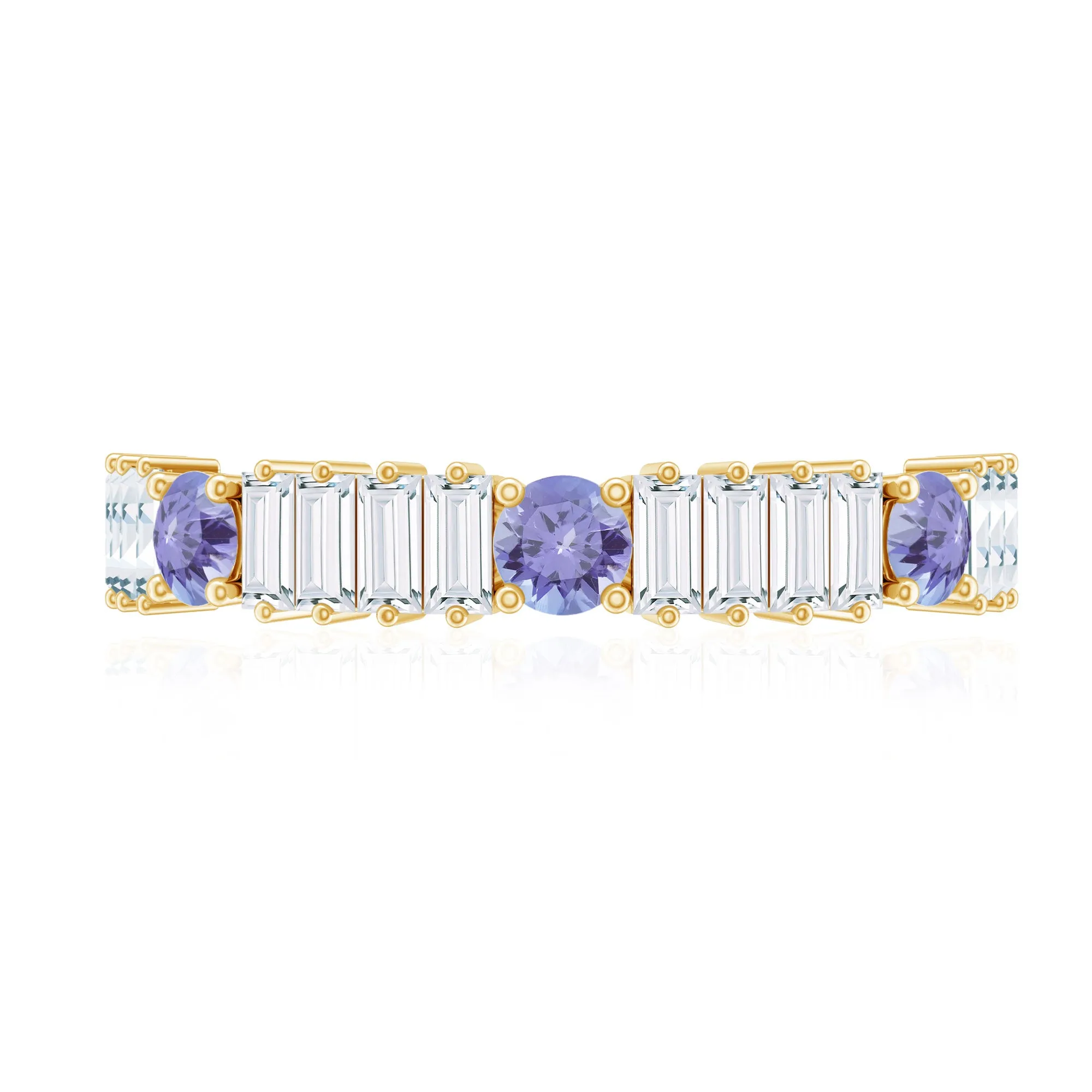 Classic Tanzanite and Diamond Half Eternity Band Ring
