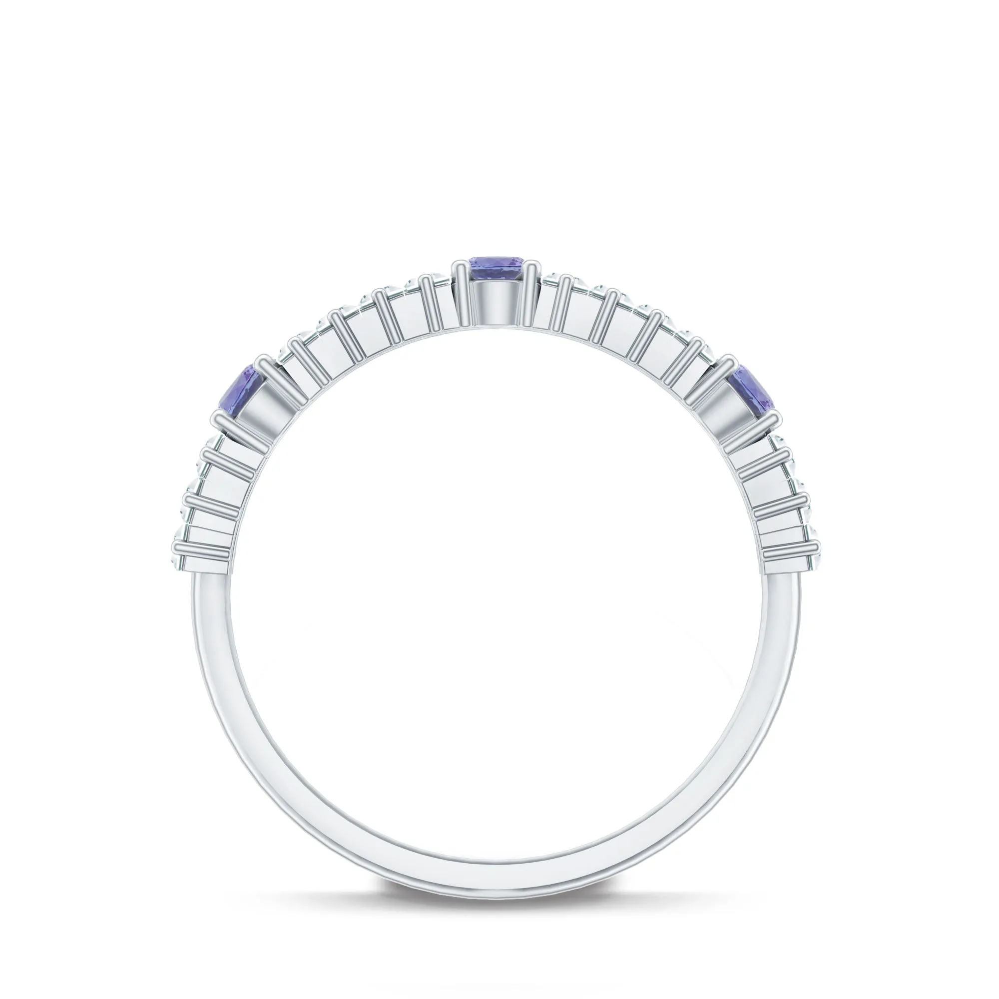 Classic Tanzanite and Diamond Half Eternity Band Ring