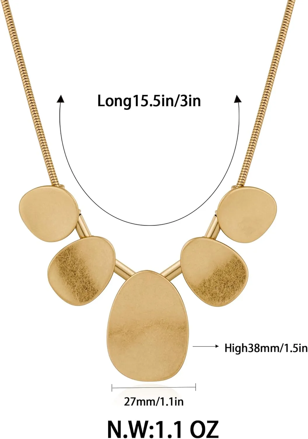 CLASSYZINT Gold Irregular Metal Piece And Coin Pendant Necklace For Women