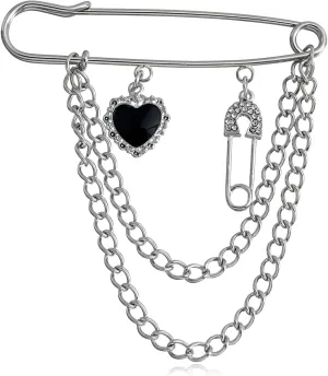 coadipress Hanging Long Chain Brooch Pin for Men Women Fashion Retro Silver Butterfly Bar Pins Safety Pin Punk Cool Chains Sweater Shawl Collar Coat Brooches Pin for Girls