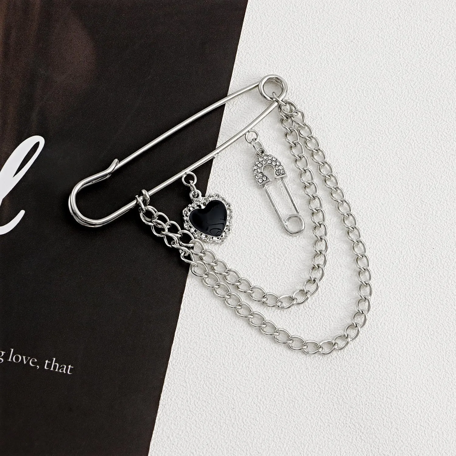 coadipress Hanging Long Chain Brooch Pin for Men Women Fashion Retro Silver Butterfly Bar Pins Safety Pin Punk Cool Chains Sweater Shawl Collar Coat Brooches Pin for Girls