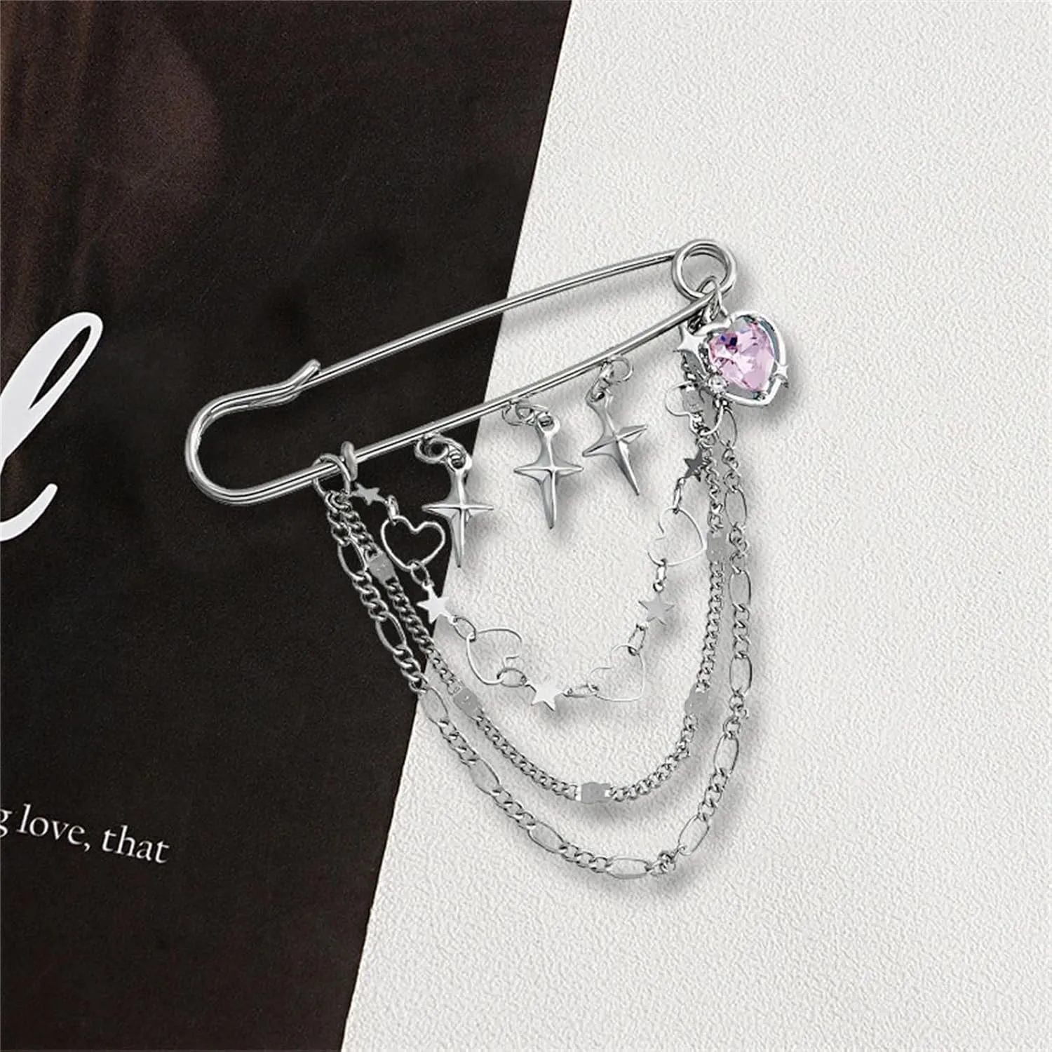 coadipress Hanging Long Chain Brooch Pin for Men Women Fashion Retro Silver Butterfly Bar Pins Safety Pin Punk Cool Chains Sweater Shawl Collar Coat Brooches Pin for Girls