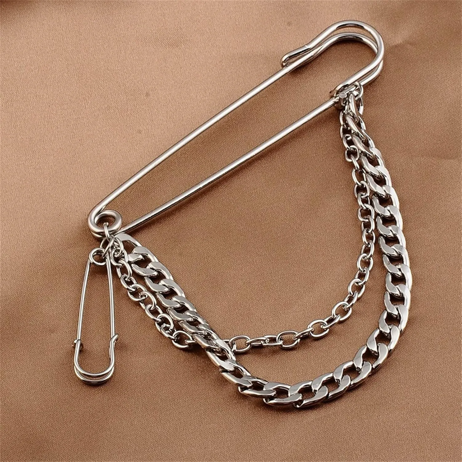 coadipress Hanging Long Chain Brooch Pin for Men Women Fashion Retro Silver Butterfly Bar Pins Safety Pin Punk Cool Chains Sweater Shawl Collar Coat Brooches Pin for Girls