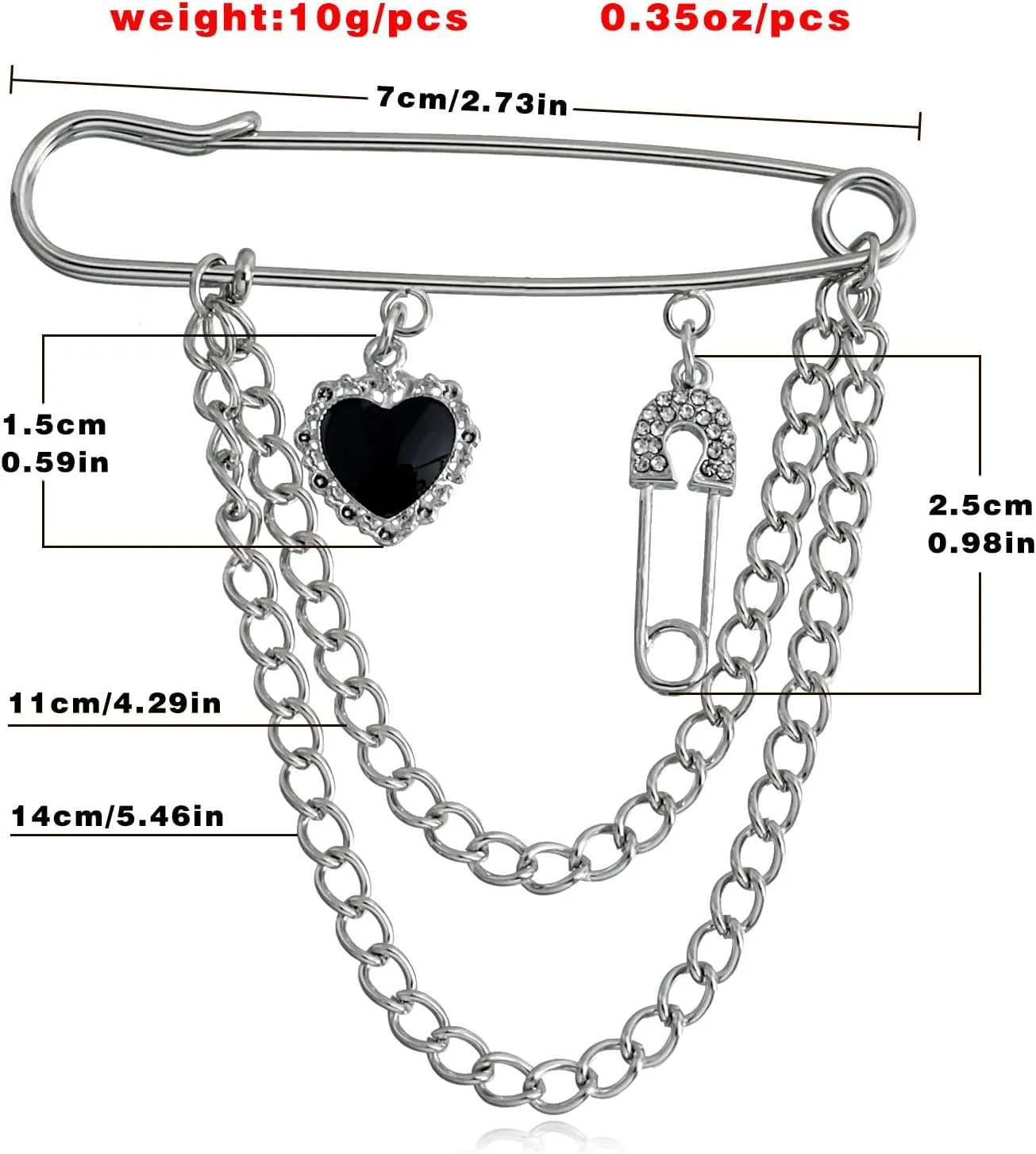 coadipress Hanging Long Chain Brooch Pin for Men Women Fashion Retro Silver Butterfly Bar Pins Safety Pin Punk Cool Chains Sweater Shawl Collar Coat Brooches Pin for Girls