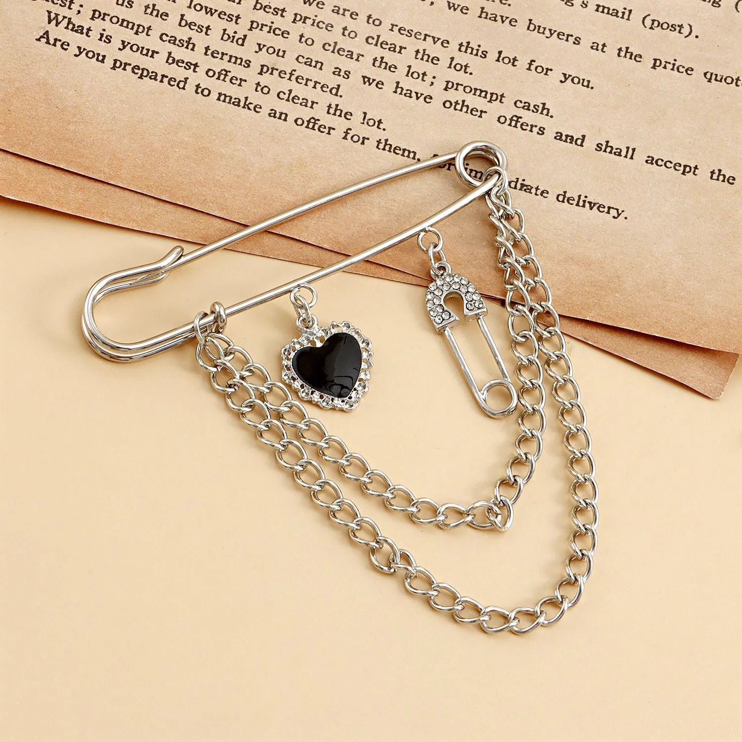 coadipress Hanging Long Chain Brooch Pin for Men Women Fashion Retro Silver Butterfly Bar Pins Safety Pin Punk Cool Chains Sweater Shawl Collar Coat Brooches Pin for Girls