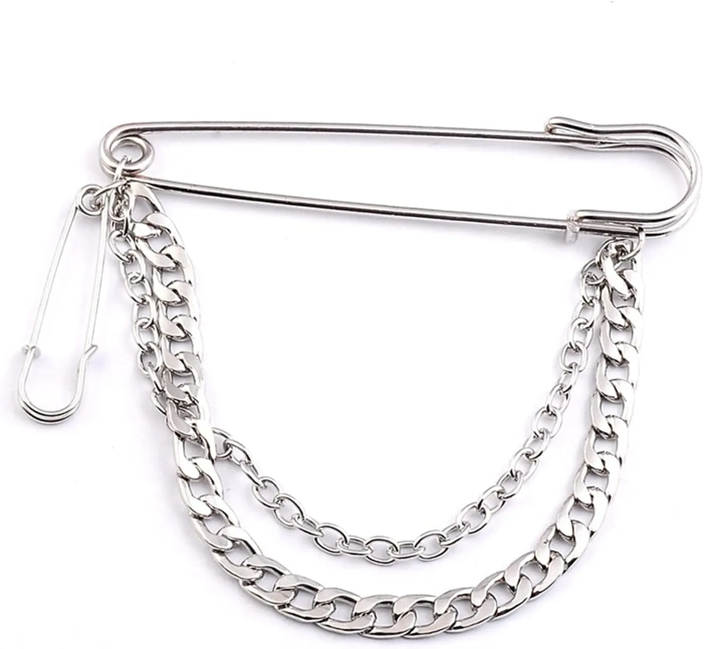coadipress Hanging Long Chain Brooch Pin for Men Women Fashion Retro Silver Butterfly Bar Pins Safety Pin Punk Cool Chains Sweater Shawl Collar Coat Brooches Pin for Girls