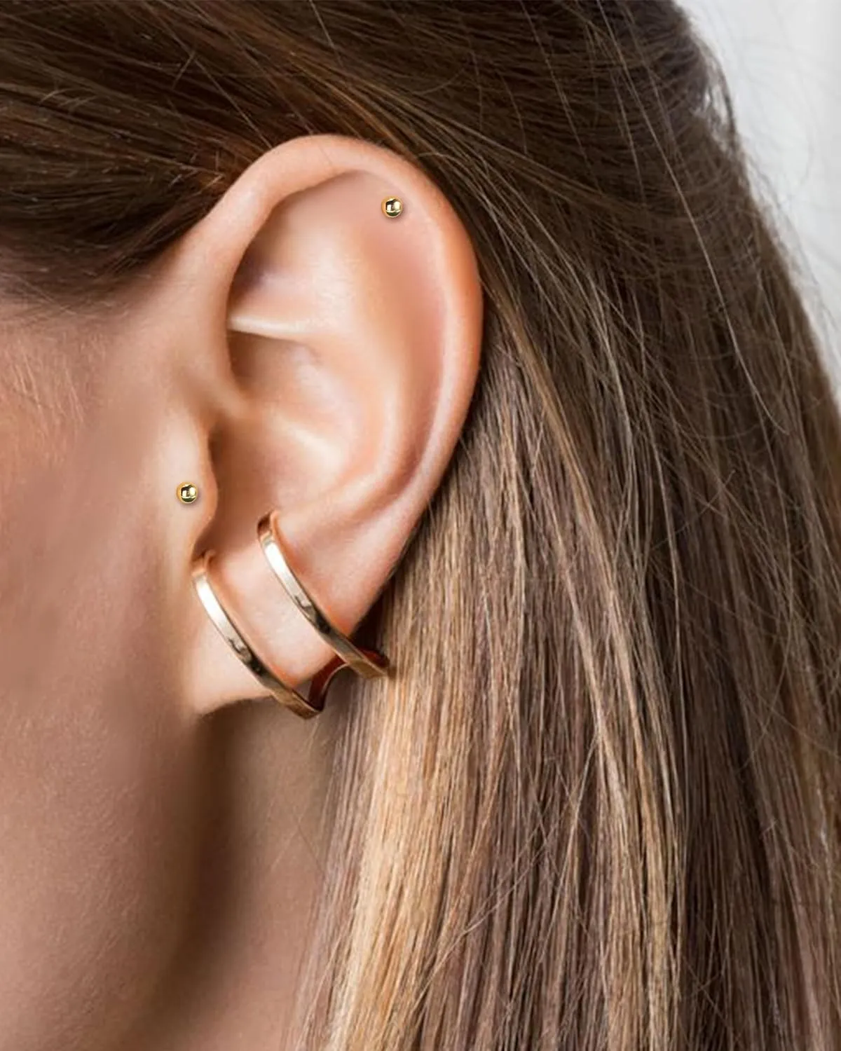 COCHARM 14k Solid Gold 16g Labret Studs Real Yellow Gold Medusa Monroe Madonna Stud Lip Piercing Helix Cartilage Conch Earring Stud