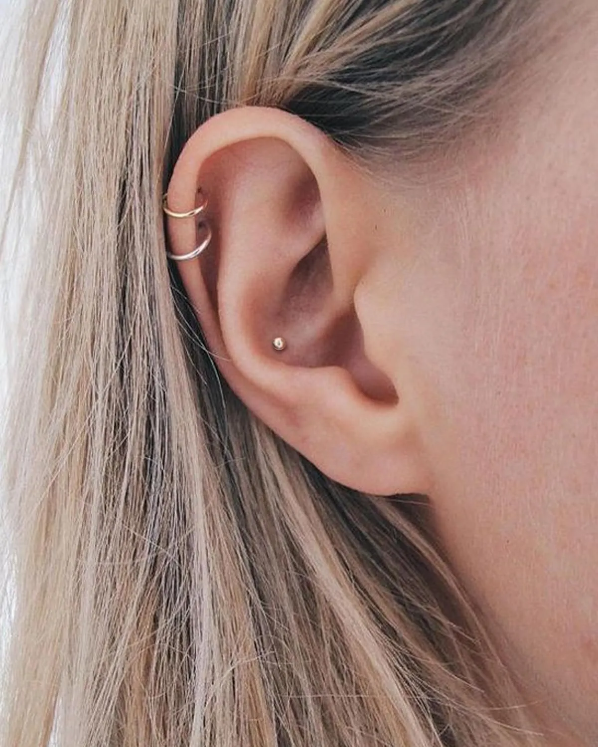 COCHARM 14k Solid Gold 16g Labret Studs Real Yellow Gold Medusa Monroe Madonna Stud Lip Piercing Helix Cartilage Conch Earring Stud