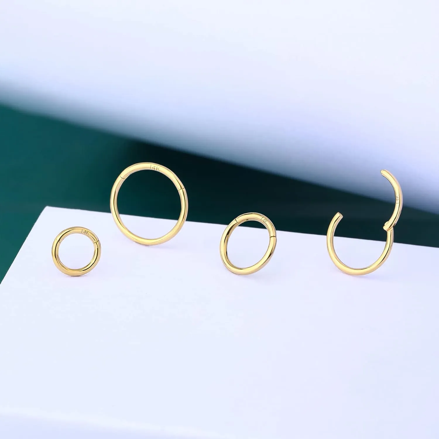 COCHARM 14K Solid Gold 18g/16g Nose Rings 16G Septum Rings Yellow Gold Tragus Helix Cartilage Conch Earring Hoops 18 Gauge Piercing Hoop