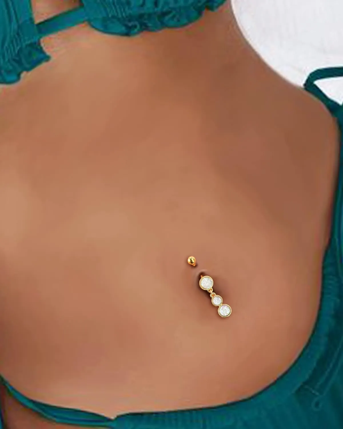 COCHARM Dangle Belly Button Rings Gold Belly Button Ring Dangling 14G 10MM Sparkly Gold Belly Navel Piercing Jewelry 316L Stainless Steel