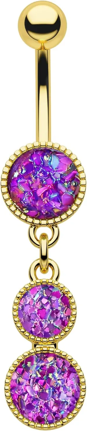 COCHARM Dangle Belly Button Rings Gold Belly Button Ring Dangling 14G 10MM Sparkly Gold Belly Navel Piercing Jewelry 316L Stainless Steel