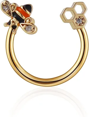 COLORFUL BLING 316L Stainless Steel Cute Captive Bee Septum Piercing Jewelry Nose Rings Hoop Ear Stud Cartilage Daith Helix Earrings for Women Girls Body Jewelry