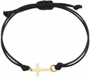 COLORFUL BLING Gold Silver Stainless Steel Sideways Cross Bracelet Adjustable Braided String Faith Hope Blessed Woven Rope Wrist Cuff for Men Women Protection Amulet Jewelry