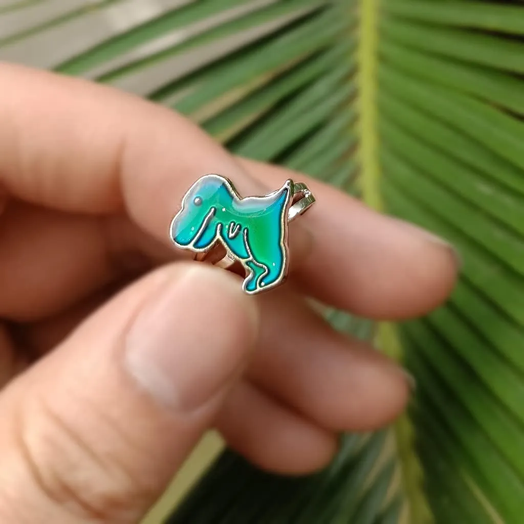 COLORFUL BLING Mood Rings Dinosaur Rings Set Color Changing Emotion Feeling Temperature Finger Ring Cute Tyrannosaurus Triceratops Butterfly Turtle Adjustable Knuckle Ring for Women