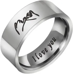COLORFUL BLING Pinky Promise Couple Rings Stainless Steel Polish I Love You Engagement Wedding Ring Band for Friendship Lovers Valentines Wedding Jewelry