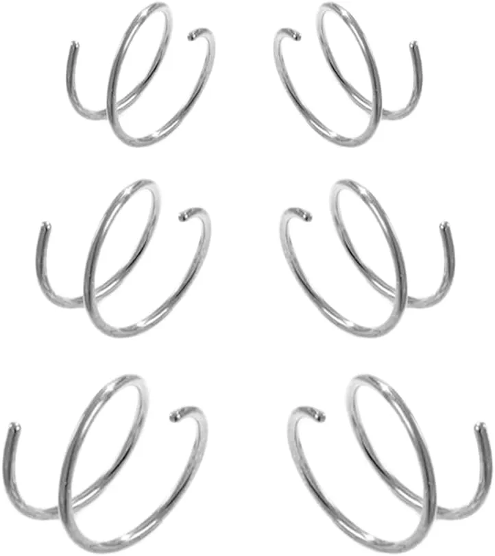 COLORFUL BLING Stainless Steel Double Hoop Nose Rings for Single Piercing Spiral Nose Rings Cartilage Twist Nose Hoops for Women Nostril Piercing Jewelry