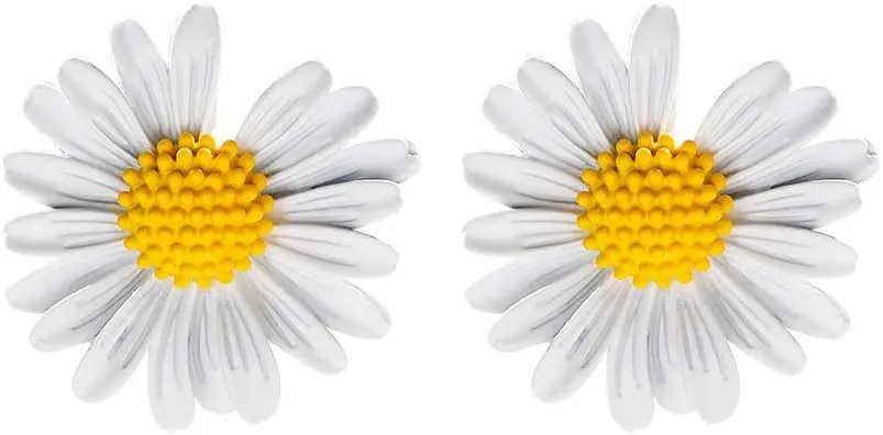 Colorful Daisy Flower Stud Earrings for Women Sunflower Earrings Studs with Sterling Silver Post Floral Ear Jewelry Gift Hypoallergenic