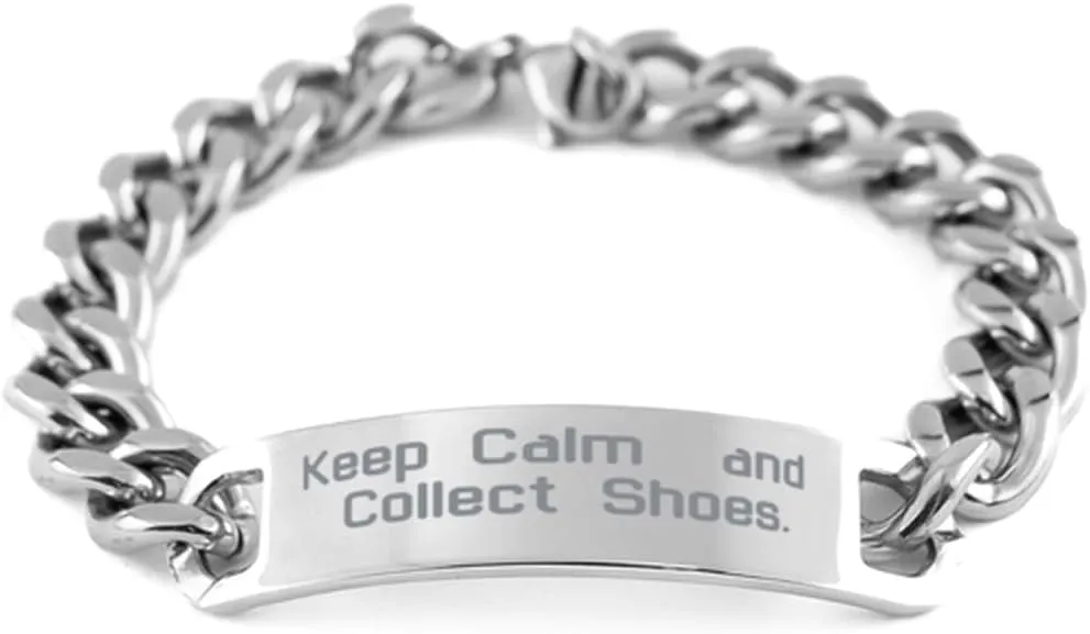 Cool Shoe Collecting Cuban Chain Bracelet, Keep Calm and Collect, Present For Friends, Perfect Gifts From Friends, Friendship bracelet, Best friend bracelet, Cuban link bracelet, Silver chain