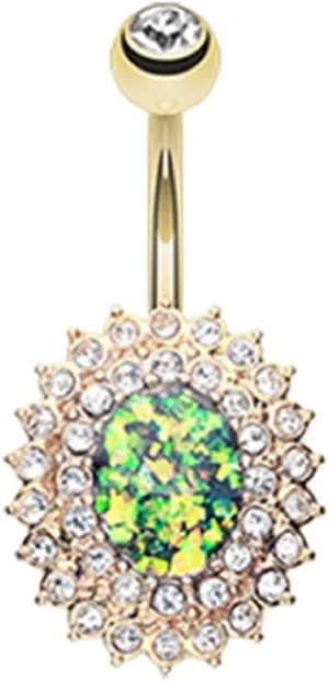 Covet Jewelry Golden Radiant Opal Sparkle Belly Button Ring