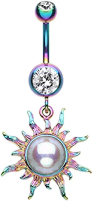 Covet Jewelry Radiant Blazing Sun Belly Button Ring