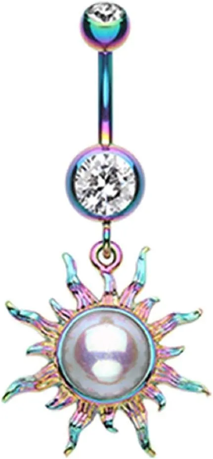 Covet Jewelry Radiant Blazing Sun Belly Button Ring