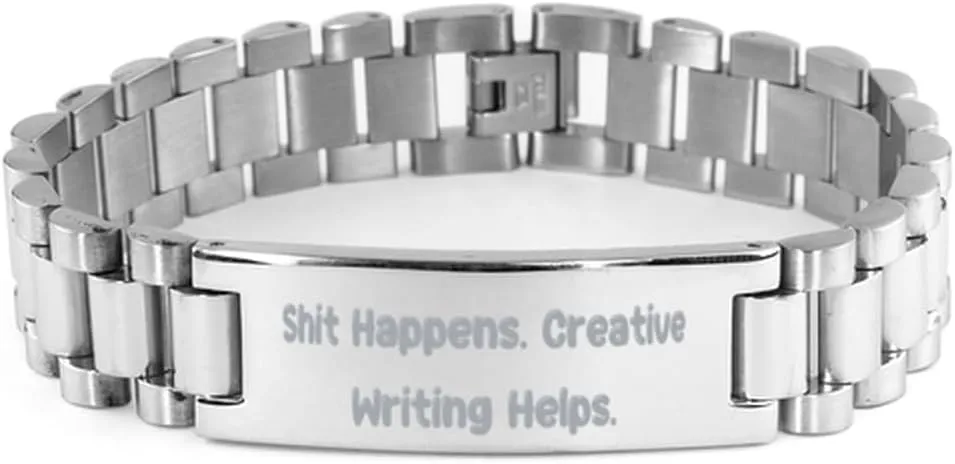 Creative Writing Gifts For Friends, Shit Happens, Cool Creative Writing Ladder Bracelet, Engraved Bracelet From Friends, Friendship ladder bracelet, Ladder friendship bracelet, Best friend ladder