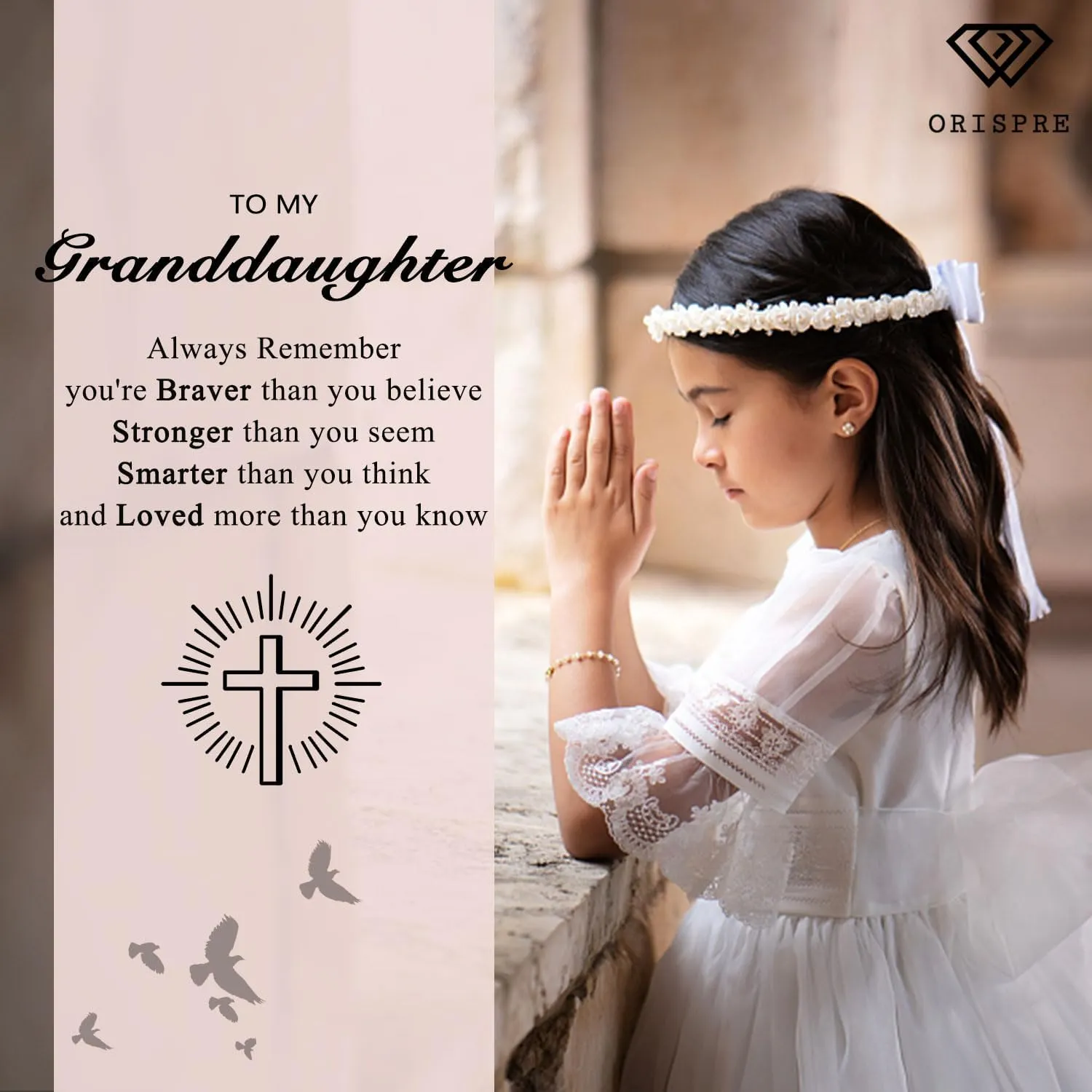 Cross Necklace for Girls- Gifts for Daughter Granddaughter Niece Goddaughter Child of God Birthday, Christmas, First Communion, Baptism, Confirmation