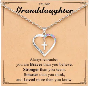 Cross Necklace for Girls- Gifts for Daughter Granddaughter Niece Goddaughter Child of God Birthday, Christmas, First Communion, Baptism, Confirmation