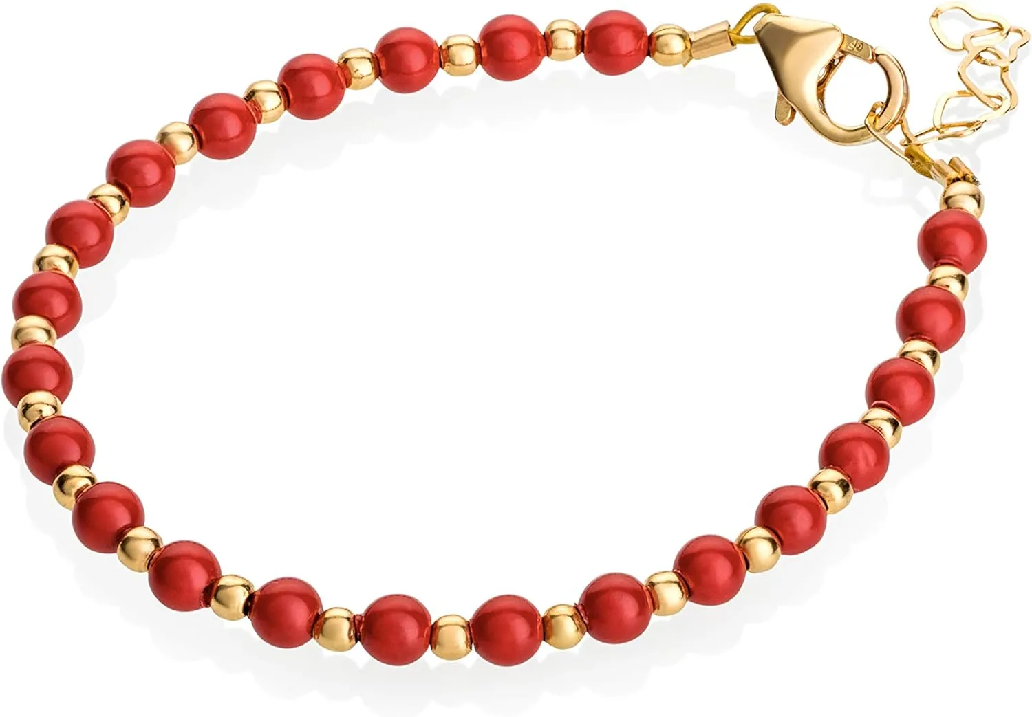 Crystal Dream Luxury 14KT Gold-Filled Beads | High-End European Simulated Red Coral Pearls | Stylish Baby Girl Bracelet Gift | Bracelet for Protection | Elegant Baby Bracelet