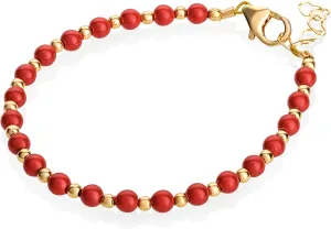 Crystal Dream Luxury 14KT Gold-Filled Beads | High-End European Simulated Red Coral Pearls | Stylish Baby Girl Bracelet Gift | Bracelet for Protection | Elegant Baby Bracelet