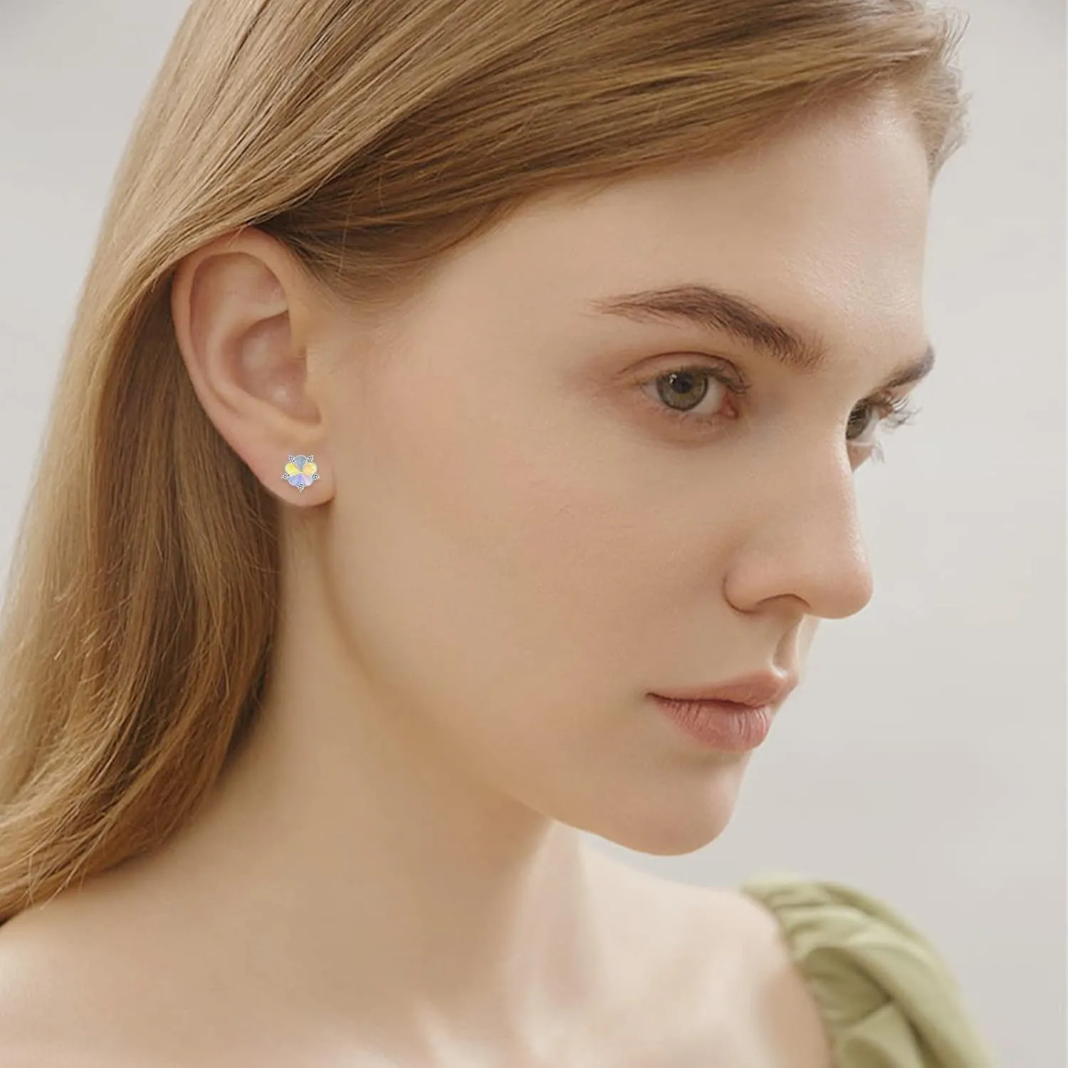 Crystal Flower Earrings Sterling Silver Flower Stud Earrings Small Crystals Birthstone Studs Hypoallergenic Cute Flower Earrings Jewelry