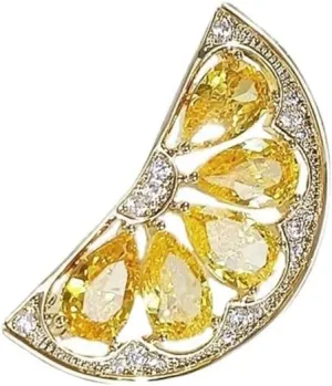 Crystal Lemon, Fruit brooch pinSuit Stud, Shirt Studsfor women for menDainty Christmas Wedding Birthday Holiday Jewelry Unisex Clothing Accessories