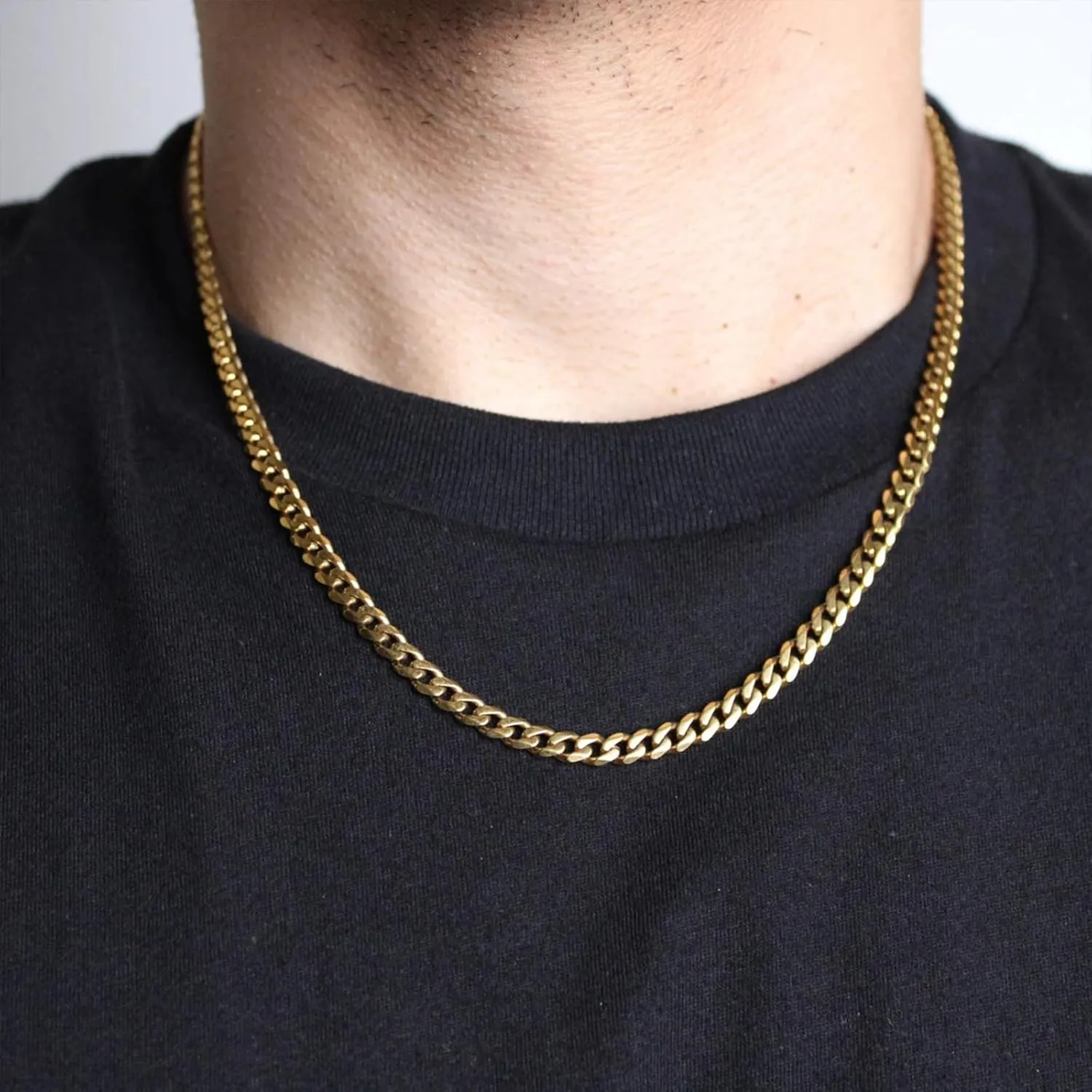 Cuban Link Chain for Men 14K/18K Gold Miami Curb Chain Durable Necklace Hip Hop Jewelry