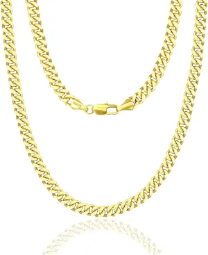 Cuban Link Chain for Men 14K/18K Gold Miami Curb Chain Durable Necklace Hip Hop Jewelry