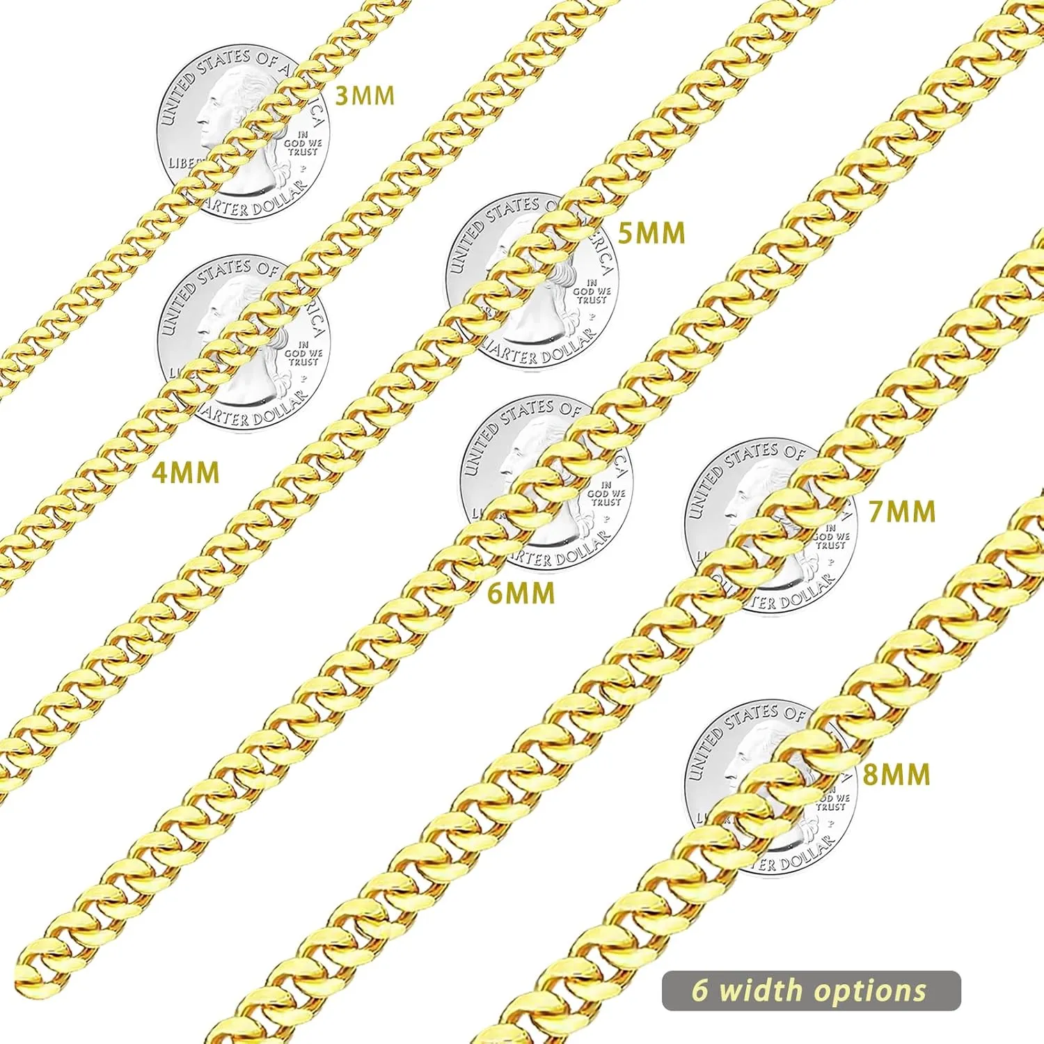 Cuban Link Chain for Men 14K/18K Gold Miami Curb Chain Durable Necklace Hip Hop Jewelry